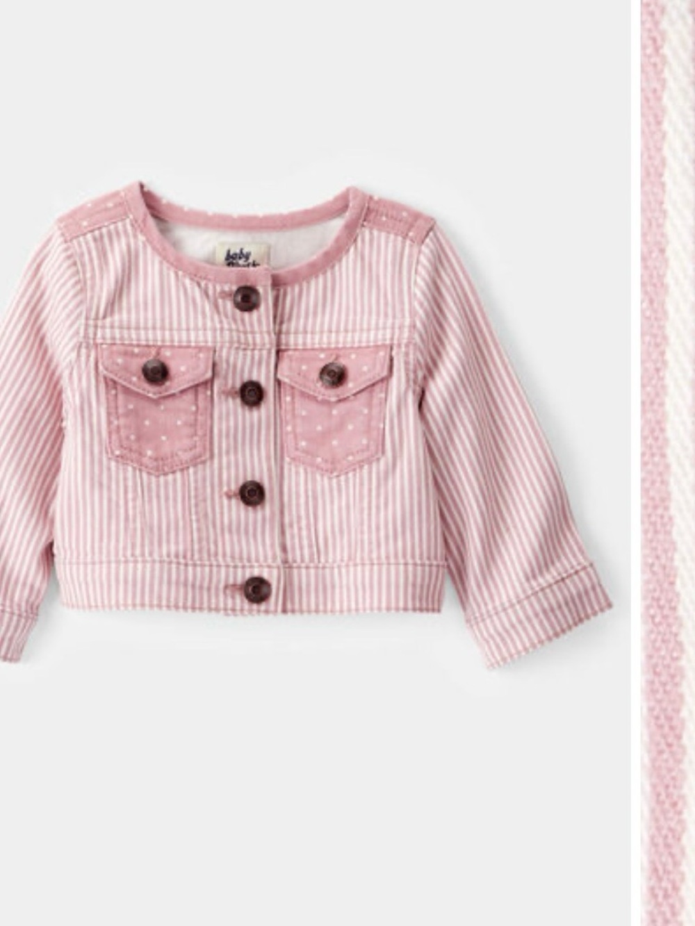 Oshkosh- Baby Girl Vintage Inspired Hickory Denim
Jacket & Pants Set - Pink